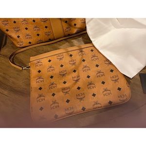 Gorgeous COGNAC MCM Shopper Tote Large with small envelope like bag.